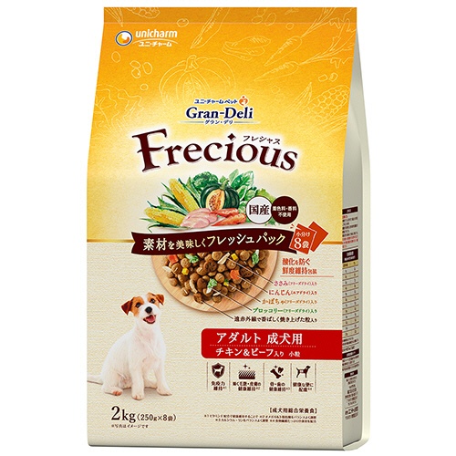 ユニ・チャーム　グラン・デリ　Ｆｒｅｃｉｏｕｓ　アダルト成犬用　チキン＆ビーフ入り　２ｋｇ（２５０ｇ×８袋）　１パック1
