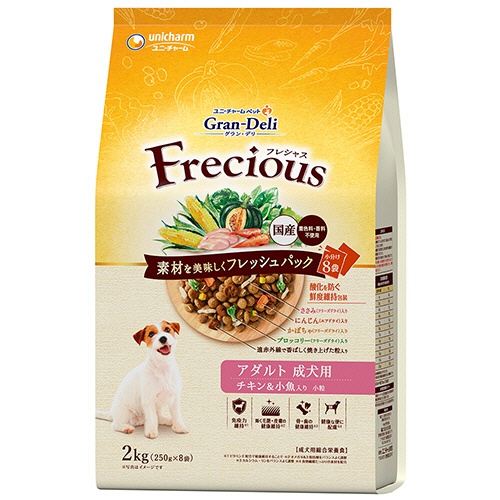 ユニ・チャーム　グラン・デリ　Ｆｒｅｃｉｏｕｓ　アダルト成犬用　チキン＆小魚入り　２ｋｇ（２５０ｇ×８袋）　１パック1