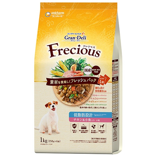 ユニ・チャーム　グラン・デリ　Ｆｒｅｃｉｏｕｓ　低脂肪設計　チキン＆小魚入り　１ｋｇ（２５０ｇ×４袋）　１パック1