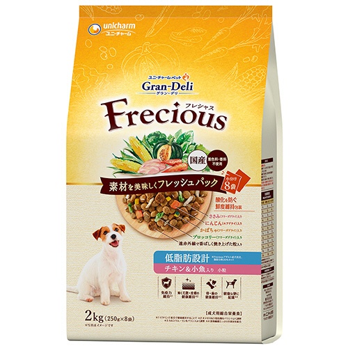 ユニ・チャーム　グラン・デリ　Ｆｒｅｃｉｏｕｓ　低脂肪設計　チキン＆小魚入り　２ｋｇ（２５０ｇ×８袋）　１パック1