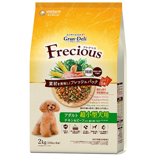 ユニ・チャーム　グラン・デリ　Ｆｒｅｃｉｏｕｓ　アダルト成犬用　超小型犬用　チキン＆ビーフ入り　２ｋｇ（２５０ｇ×８袋）　１パック1