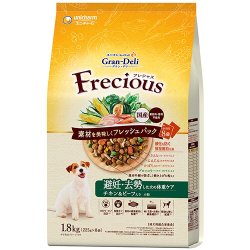 ユニ・チャーム　グラン・デリ　Ｆｒｅｃｉｏｕｓ　避妊・去勢した犬の体重ケア　チキン＆ビーフ入り　１．８ｇ（２２５ｇ×８袋）　１パック1