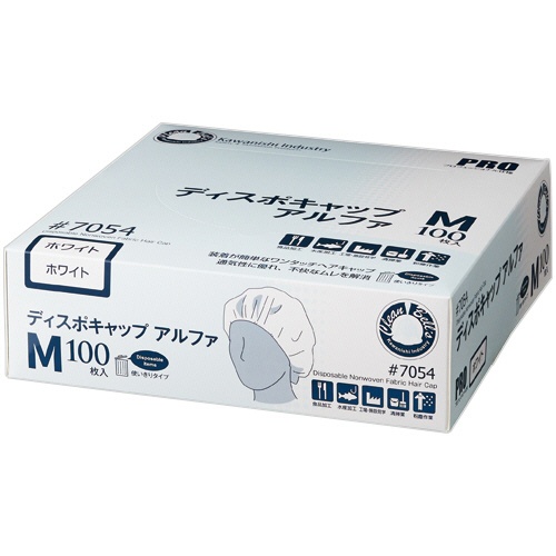川西工業　ディスポキャップアルファ　ホワイト　Ｍ　７０５４　１箱（１００枚）1