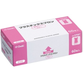 オオサキメディカル　オオサキ　プラスチックエプロン　袖なし　ピンク　５７０８７　１箱（６０枚）