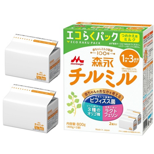 森永乳業　乳児用ミルク　チルミル　エコらくパック　つめかえ用　４００ｇ／袋　１パック（２袋）2