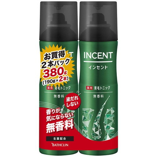 バスクリン　インセント　薬用育毛トニック　無香料　１９０ｇ　ペアパック　１パック1