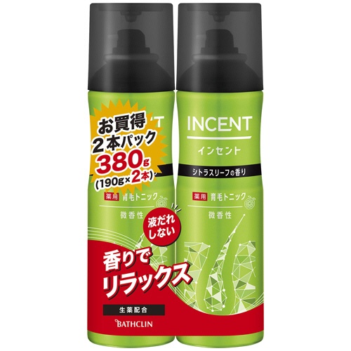 バスクリン　インセント　薬用育毛トニック　微香性　１９０ｇ　ペアパック　１パック1