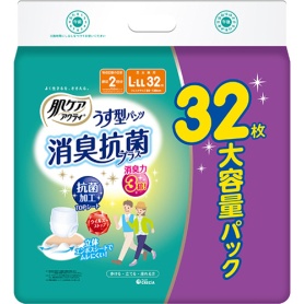日本製紙クレシア　肌ケア　アクティ　うす型パンツ　消臭抗菌プラス　Ｌ－ＬＬ　１パック（３２枚）
