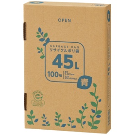 ＴＡＮＯＳＥＥ　リサイクルポリ袋　青　４５Ｌ　ＢＯＸタイプ　１箱（１００枚）