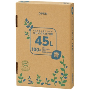 ＴＡＮＯＳＥＥ　リサイクルポリ袋　青　４５Ｌ　ＢＯＸタイプ　１箱（１００枚）1