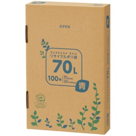 ＴＡＮＯＳＥＥ　リサイクルポリ袋　青　７０Ｌ　ＢＯＸタイプ　１箱（１００枚）