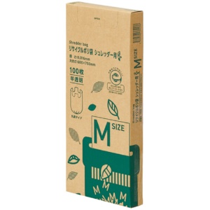 ＴＡＮＯＳＥＥ　リサイクルポリ袋　シュレッダー用　Ｍ　ＢＯＸタイプ　１箱（１００枚）1