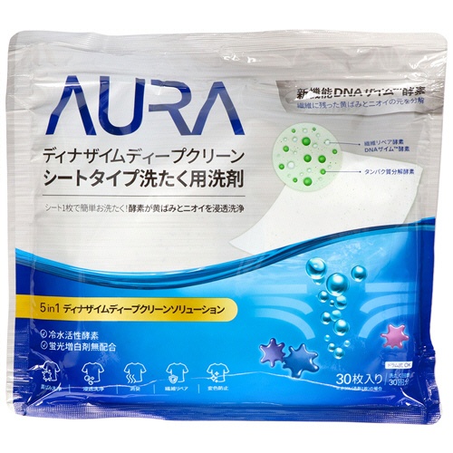 トイレタリージャパンインク　ＡＵＲＡ　ディナザイムディープクリーン　シートタイプ洗たく用洗剤　１パック（３０枚）1