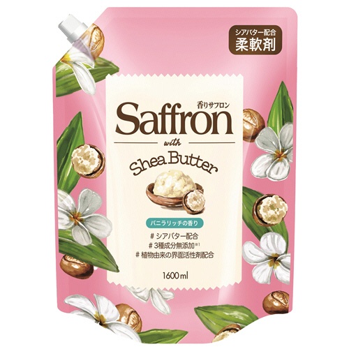 トイレタリージャパンインク　香りサフロン　柔軟剤ｗｉｔｈシアバター　バニラリッチの香り　１６００ｍｌ　１個1