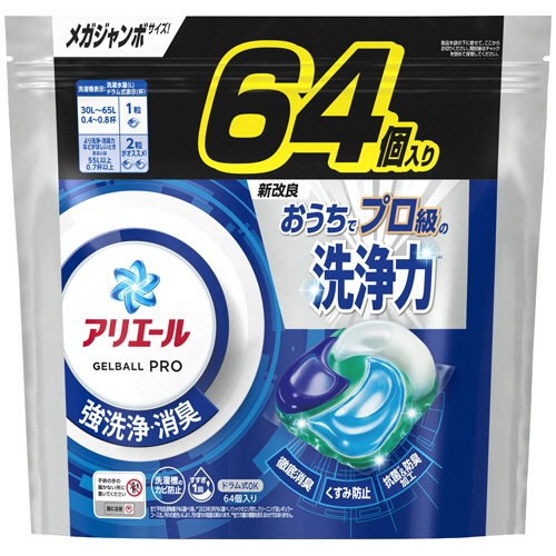 Ｐ＆Ｇ　アリエール　ジェルボールプロ　つめかえ用　メガジャンボサイズ　１パック（６４個）1