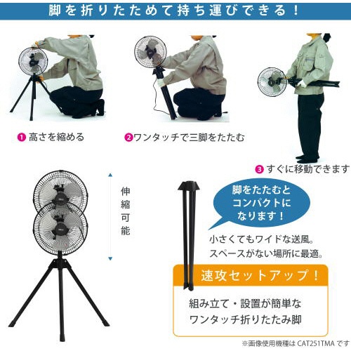 広電　２５ｃｍアルミ羽根三脚工場扇　ブラック　ＣＦＦ２５３ＴＭＡ　１台4