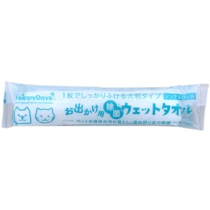 ペットプロジャパン　ＨａｐｐｙＤａｙｓ　お出かけ用除菌ウェットタオル　厚型大判　個包装　１パック（５本）2