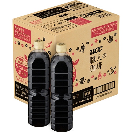 ＵＣＣ　職人の珈琲　ラベルレス　無糖　９００ｍｌ　ペットボトル　１ケース（１２本）2