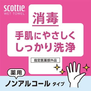 日本製紙クレシア　スコッティ　ウェットタオル　消毒ノンアルコールタイプ　１パック（１２０枚：４０枚×３個）3