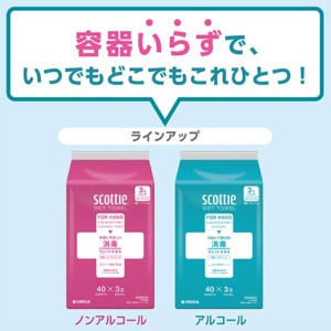 日本製紙クレシア　スコッティ　ウェットタオル　消毒ノンアルコールタイプ　１パック（１２０枚：４０枚×３個）5