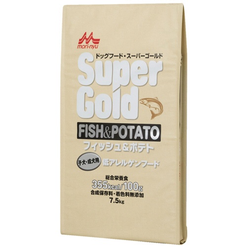 森乳サンワールド　ＳｕｐｅｒＧｏｌｄ　フィッシュ＆ポテト　子犬・成犬用　７．５ｋｇ　１パック1