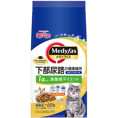 ペットライン　メディファス　満腹感ダイエット　１歳から　チキン＆フィッシュ味　１．４１ｋｇ（２３５ｇ×６袋）　１パック1