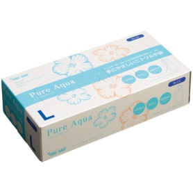 川西工業　ニトリルグローブ　ピュアアクア　粉なし　Ｌ　ブルー　＃２０６８　１箱（１００枚）