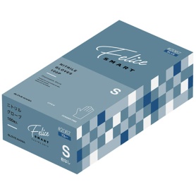 川西工業　ニトリルグローブ　フェリーチェ　スマート　粉なし　ブルー　Ｓ　＃２０６７－Ｓ　１箱（１００枚）