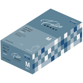 川西工業　ニトリルグローブ　フェリーチェ　スマート　粉なし　ブルー　Ｍ　＃２０６７－Ｍ　１箱（１００枚）