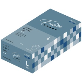 川西工業　ニトリルグローブ　フェリーチェ　スマート　粉なし　ブルー　Ｌ　＃２０６７－Ｌ　１箱（１００枚）
