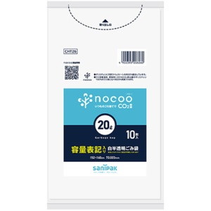 日本サニパック　ｎｏｃｏｏ　容量表記ごみ袋　業務用　白半透明　２０Ｌ　０．０２３ｍｍ　ＣＨＴ２６　１パック（１０枚）1