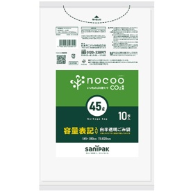 日本サニパック　ｎｏｃｏｏ　容量表記ごみ袋　白半透明　４５Ｌ　０．０２０ｍｍ　ＣＨＴ４１　１パック（１０枚）