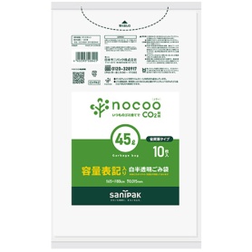 日本サニパック　ｎｏｃｏｏ　容量表記ごみ袋　省資源　白半透明　４５Ｌ　０．０１５ｍｍ　ＣＨＴ４２　１パック（１０枚）