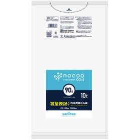 日本サニパック　ｎｏｃｏｏ　容量表記ごみ袋　業務用　白半透明　９０Ｌ　０．０３３ｍｍ　ＣＨＴ９６　１パック（１０枚）