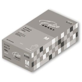 川西工業　ニトリルグローブ　フェリーチェ　スマート　粉なし　ホワイト　Ｍ　＃２０６７Ｗ－Ｍ　１箱（１００枚）