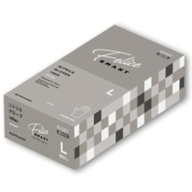 川西工業　ニトリルグローブ　フェリーチェ　スマート　粉なし　ホワイト　Ｌ　＃２０６７Ｗ－Ｌ　１箱（１００枚）