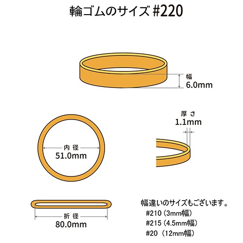 共和　オーバンド　＃２２０　内径５１ｍｍ　５００ｇ入　透明袋　ＧＪＡ－Ｎ－００８　１袋2