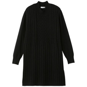 ケアファッション　もちもち地柄丸洗いチュニックセーター　ブラック　Ｍ－Ｌ　８２０９６７－３１　１着1