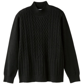 ケアファッション　もちもち地柄丸洗いセーター　ブラック　Ｍ－Ｌ　８２０３５６－４１　１着