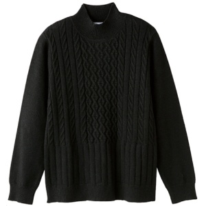 ケアファッション　もちもち地柄丸洗いセーター　ブラック　Ｍ－Ｌ　８２０３５６－４１　１着1