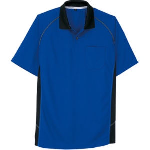 コーコス　半袖ポロシャツ　制電フルダル鹿の子　ブルー（ブラック）　Ｓサイズ　Ａ－３３７７－６－Ｓ　１着1