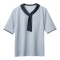 チクマ　タイカラーポロシャツ　シャイニーニット　ブルー　Ｓサイズ　ＡＲ７６０５－３－Ｓ　１着