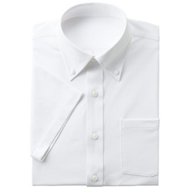チクマ　半袖シャツ（ボタンダウン）　ドットニット　ホワイト　Ｓサイズ　ＳＦ３４２２－１－Ｓ　１着