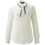 アンジョア　長袖ブラウス　ダイヤドビー　ホワイト　０１２３２－４