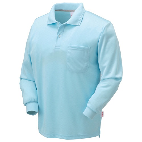 クロダルマ　長袖ポロシャツ（脇スリット）　ワッフル　サックス　ＳＳサイズ　２５４１５－１－１９－ＳＳ　１着1