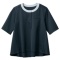 チクマ　ノーカラーポロシャツ　シャイニーニット　紺　Ｓサイズ　ＡＲ７６０６－１－Ｓ　１着