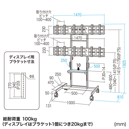 スタフ取付台座？ たのめーる】サンワサプライ 多面取付けディスプレイスタンド