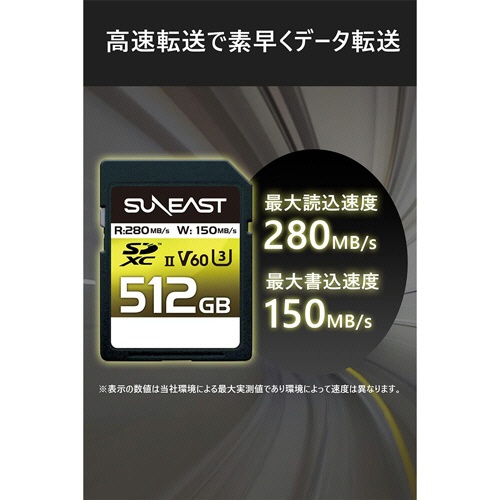 旭東エレクトロニクス　ＳＵＮＥＡＳＴ　ＳＤＸＣ　ＵＨＳ－ＩＩ　カード　５１２ＧＢ　Ｖ６０　ＳＥ－ＳＤＵ２５１２ＧＢ２８０　１枚2