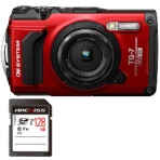 デジタルカメラ　Ｔｏｕｇｈ　ＴＧ－７　レッド　＋　１２８ＧＢ　ＳＤＸＣメモリカード　１セット