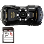 ＰＥＮＴＡＸ　デジタルカメラ　ＷＧ－９０　ブラック　＋　６４ＧＢ　ＳＤＸＣメモリカード　１セット